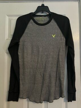 Men's/Women’s Long-Sleeve Raglan Thermal Shirt - Gray with Black Sleeves